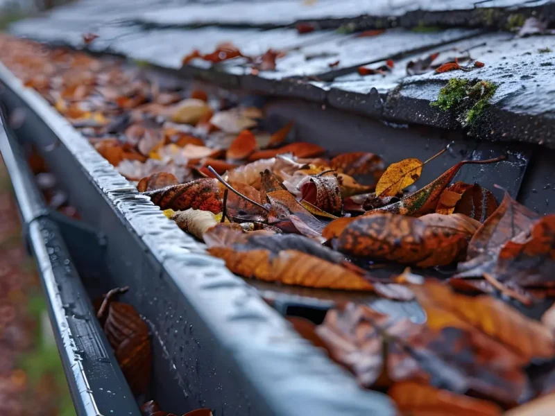 175797080autumn gutter cleanup preventing clogs with car